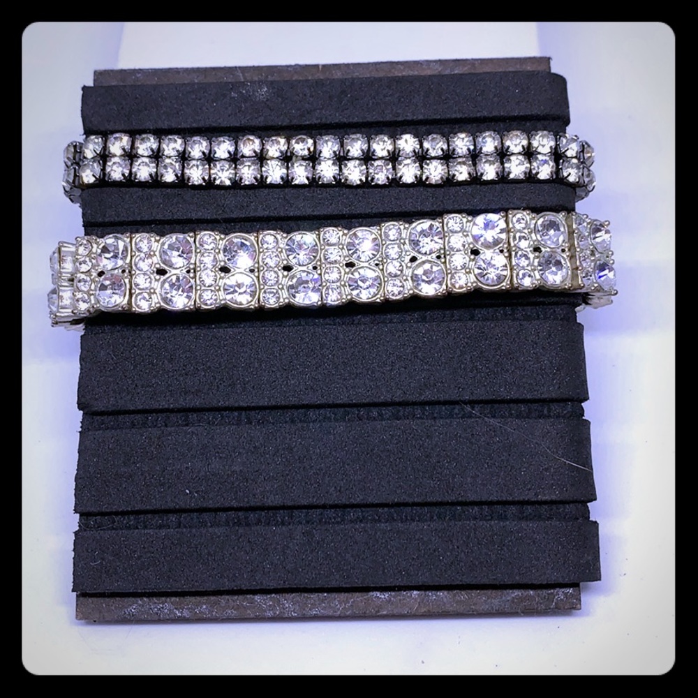 Two clear rhinestone stretch bracelets